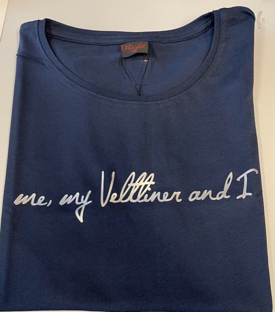 Damen T-Shirt -  Me my Veltliner an i - navy-silber